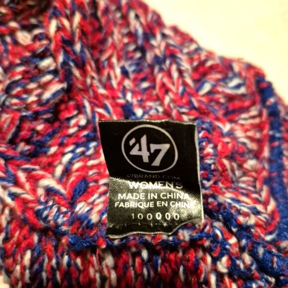 New York Rangers women's one size cable knit red, blue & white beanie, VGUC - Picture 3 of 3